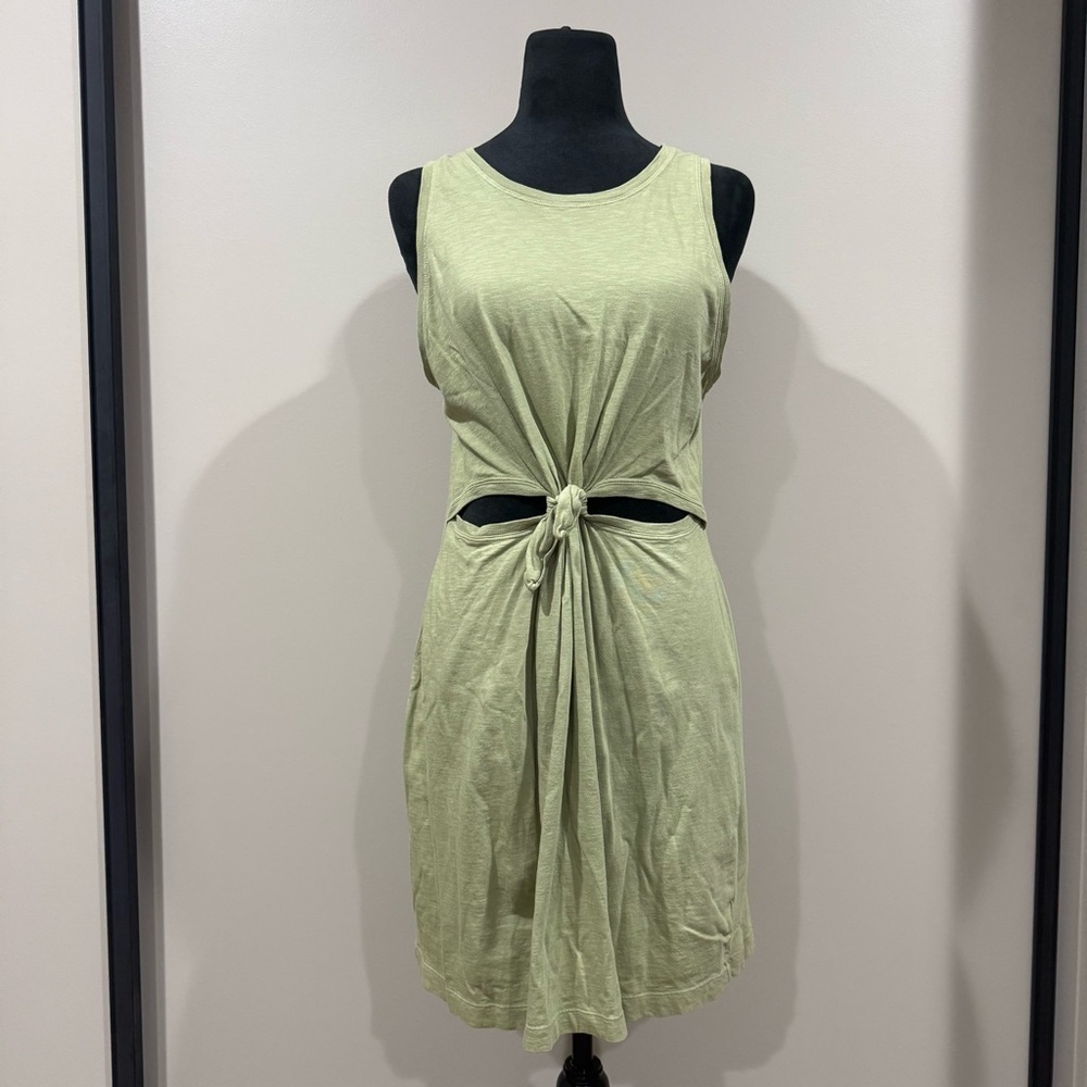 Aerie Army Green Mini Dress with Tie-Front Detail and Waist Cutouts